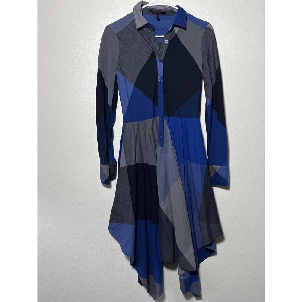 BCBG MAXAZRIA SIZE XS Beatrice Geometric Handkerchief-hem Shirt‎ Dress $198